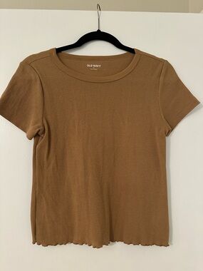 Old Navy Women's Short Sleeve Waffle-Knit Tee in Caramel